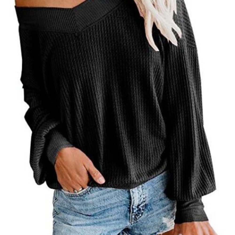 Stone Wash Purple Off Shoulder Loose Fit Top - Picture 3 of 4